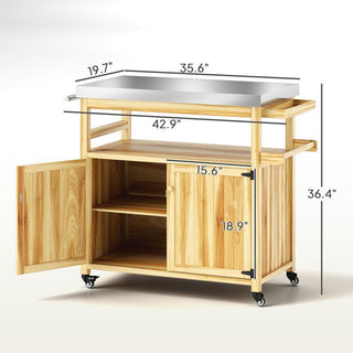 Sunvega Heavy Duty Outdoor Grill Cart with Stainless Steel Top and Spacious Storage