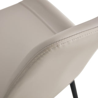 Sunvega Light Gray Artificial Leather Dining Chair with Curved Widened Cushion
