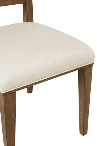 Sunvega Cocoa Finish Wood Arch Back Chair with White Sand Upholstered Seat
