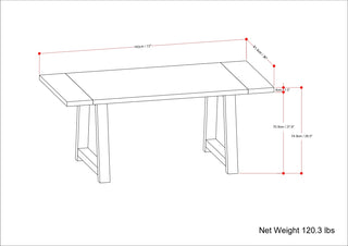 Sunvega Grey Wash Solid Mango Wood Farmhouse Dining Table with Trestle Base