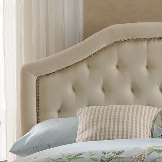 Sunvega Queen Size Upholstered Headboard with Tufted Diamond Stitch and Nailhead Trim