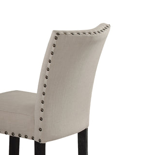 Sunvega Beige Counter Height Chair with Nailhead Trim and Padded Linen Seat