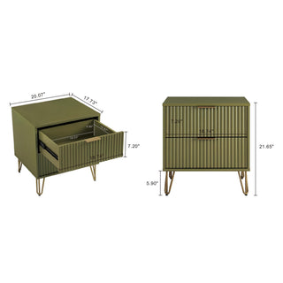 Sunvega Modern Glam Nightstand with Gold Metal Handles and Splayed Legs for Bedroom