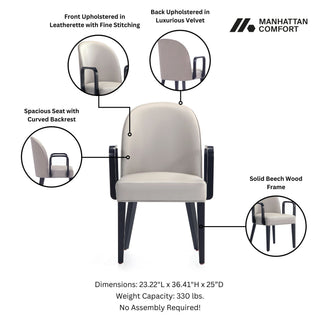 Sunvega Modern Leatherette and Velvet Upholstered Dining Armchair for Dining Room
