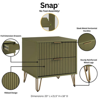 Sunvega Modern Glam Nightstand with Gold Metal Handles and Splayed Legs for Bedroom
