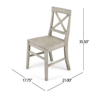Sunvega Farmhouse Acacia Wood X-Back Dining Chairs in Light Grey Wash Set of 2