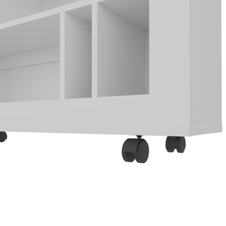 Sunvega White Manufactured Wood Table Cart with Open Shelves and Smooth Rolling Casters