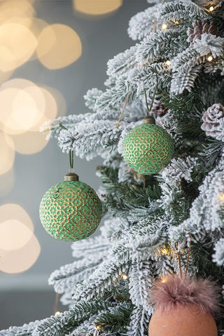 Sunvega Glass Glitter Painted Christmas Ball Ornaments Set of 12 for Holiday Decor