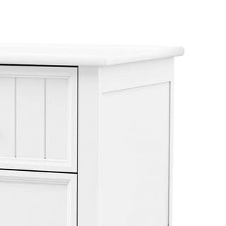 Sunvega White Solid Hardwood Nightstand with Two Spacious Drawers and Round Knobs