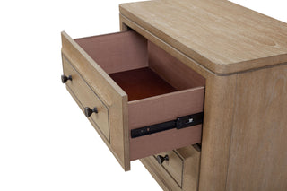 Sunvega Sand Finish Nightstand With 2 Storage Drawers And USB Charging Ports