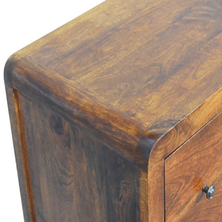 Sunvega Solid Mango Wood Chest with 3 Drawers and Sleek Chestnut Finish
