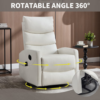 Sunvega Fabric Heat Massage Manual Recliner Chair with Rocker and Swivel for Living Room