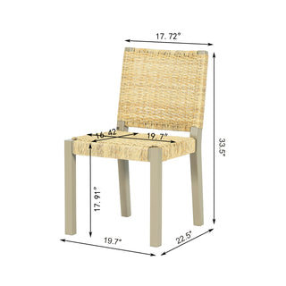 Sunvega Farmhouse Modern Solid Wood Rattan Bench for Covered Outdoor and Indoor Spaces