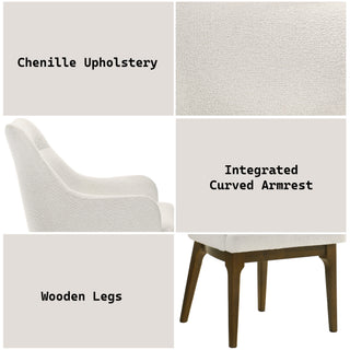 Sunvega Gray Chenille Upholstered Side Chair with Walnut Veneer Frame