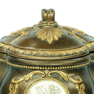 Sunvega Hand Painted Decorative Jewelry Box with Archaic Gold Leaf Patterns