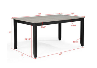 Sunvega Weathered Gray Finish Wood Grain 6pc Dining Set with Padded Seats
