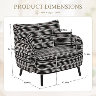 Sunvega Modern Two-Seater Sofa with Tufted Backrest and Convenient Side Storage Pockets