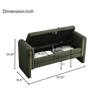 Sunvega Modern Teddy Upholstered Storage Bench with Arms for Living Room Bedroom