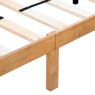 Sunvega Queen Size Solid Wood Platform Bed Frame with Strong Slat Support