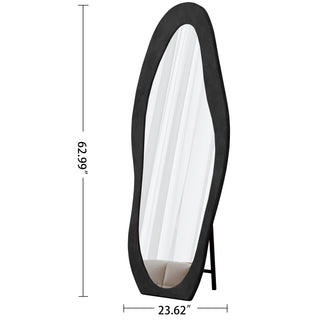 Sunvega Full Length Mirror with Flannel Wrapped Wooden Frame and Shatterproof Glass