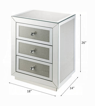 Sunvega Glam Style Nightstand with Three Mirrored Drawers and Faux Diamonds