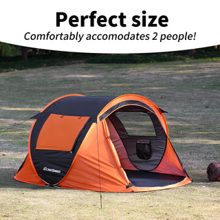 Sunvega 2 Person Pop Up Camping Tent with Orange and Black Color