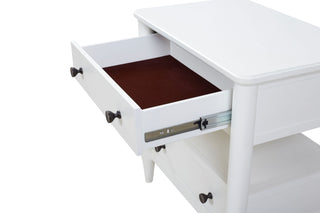 Sunvega White Finish Open Nightstand With 2 Storage Drawers and Custom Hardware