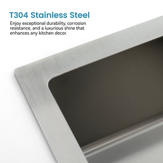 Sunvega 32x19 Inch Overmount Single Bowl Kitchen Sink in Brushed Nickel