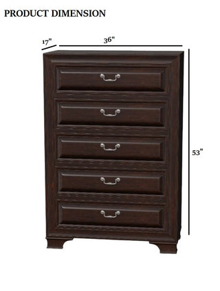 Sunvega Transitional Style Wooden Inlay Design Chest with English Dovetail Drawers
