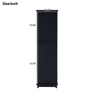 Sunvega Modern 63 Inch Tall Bathroom Storage Cabinet with Glass Doors and Two Drawers