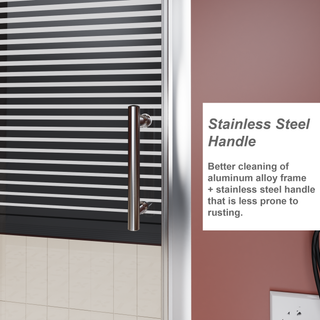Sunvega 60x62 Inch Adjustable Sliding Shower Door with Tempered Glass and Black Frame