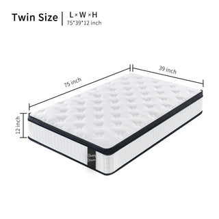 Sunvega 12 Inch Twin XL Memory Foam Hybrid Mattress with Cool Breathable Cover and Edge Support