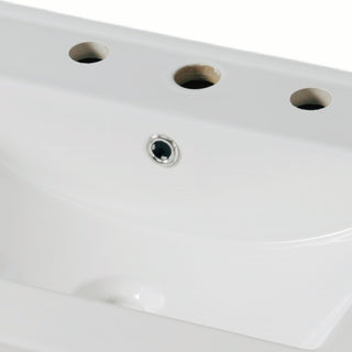 Sunvega Modern 30 Inch Bathroom Vanity with Ceramic Sink and Tempered Glass
