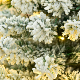 Sunvega Pencil Artificial Xmas Tree with Faux Snow Flocked Full Branch Tips Flame-retardant