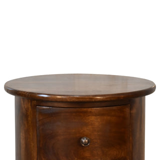 Sunvega Solid Mango Wood Chestnut Finish Three-Drawer Drum Chest Table