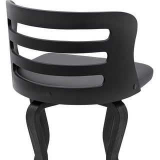 Sunvega 26 Inch Swivel Gray Faux Leather and Black Wood Bar Stool