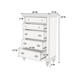 Sunvega Luxury Classic Antique Silver Champagne Finish 2-Drawer Nightstand Bedside Table