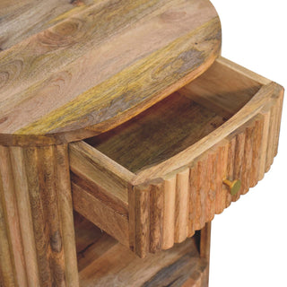 Sunvega Solid Mango Wood Bedside Table with Drawer and Open Shelf