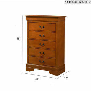 Sunvega Traditional Oak Bedroom Chest With Carved Bases and Curved Mouldings