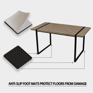 Sunvega Modern Industrial Rectangular MDF Light Wood Dining Table for 4-6 People