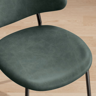 Sunvega Set of 4 Upholstered PU Leather Dining Chairs with Curved Backrest