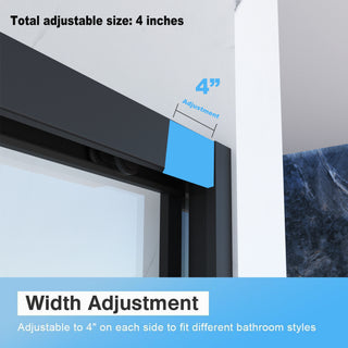 Sunvega 56-60"x58" Adjustable Aluminum Frame Double Sliding Bathtub Screen