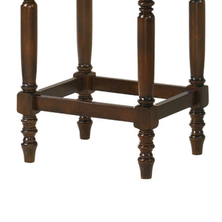 Sunvega Distressed Wooden Farmhouse Barstools with Faux Leather Seat, Counter-Height