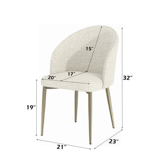 Sunvega Champagne Fabric Upholstered Side Chair Set of 2 for Dining Room