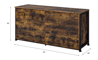 Sunvega Industrial Style Dresser with Rustic Oak and Black Finish