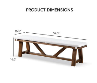 Sunvega Modern Upholstery Bench with Cushion and Rustic Style Trestle Base