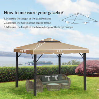 Sunvega 9.8 x 9.8 Ft Gazebo Replacement Canopy with Double Vented Roof