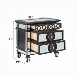 Sunvega Glam Luxury Bedroom Nightstand with Mirrored Finish and 2 Drawers