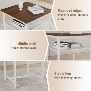 Sunvega Foldable Counter Height Bar Table Set with 2 Stools and Iron Frame