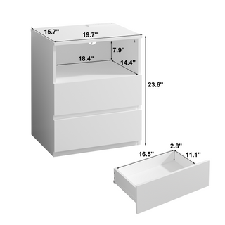 Sunvega End Table with Fast USB C Charging Station and 2 Drawers for Living Room
